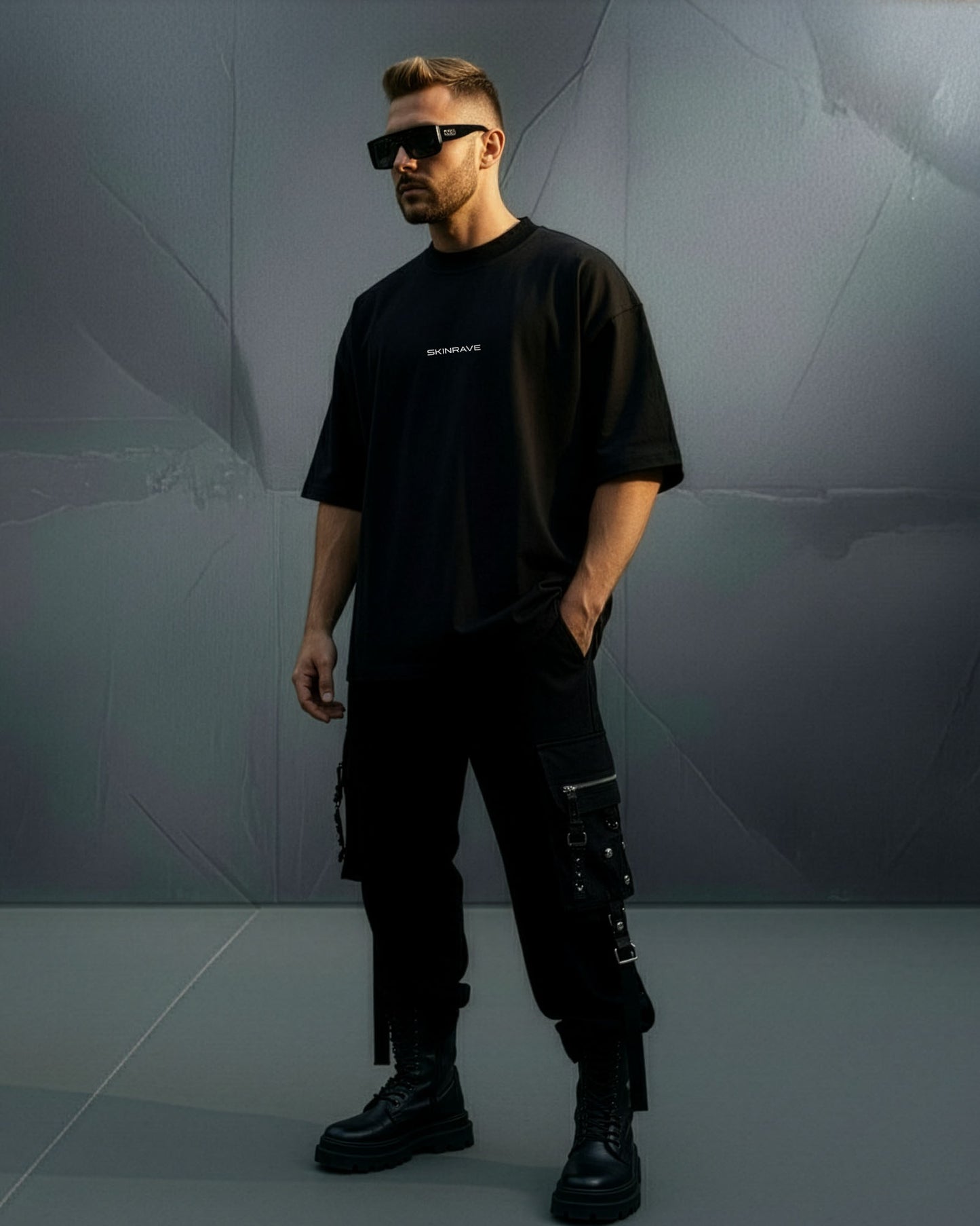 SKINRAVE Tee // ELECTRIC BLUE // Industrial Awakening_01