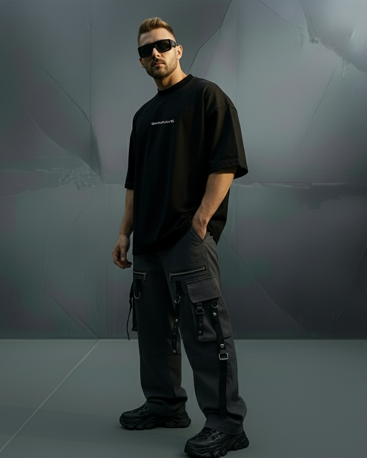 SKINRAVE Tee // MELTED METAL GREY // Industrial Awakening_01